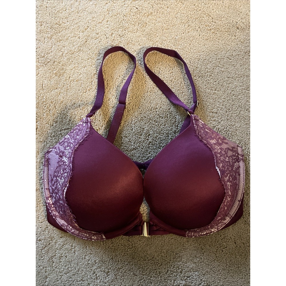VICTORIA'S SECRET VERY SEXY PLUM COLOR BRA WITH OPEN FRONT CLOSURE 32DD‎